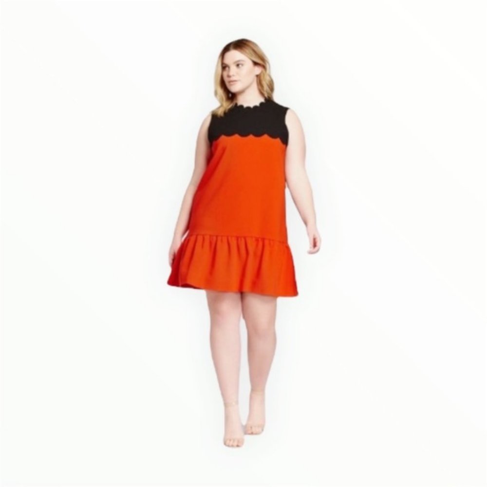 NWT Victoria Beckham x Target Scalloped Hem Shift Dress Drop Waist Sleeveless